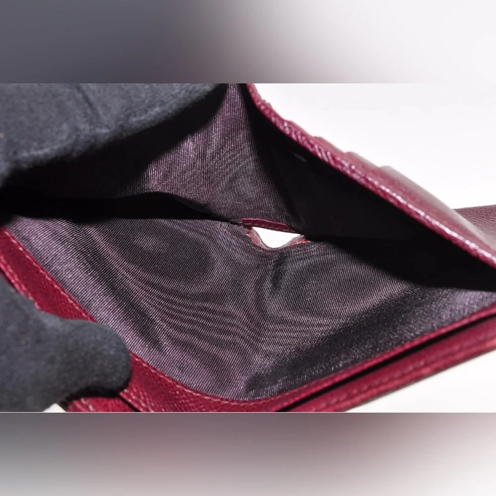 Salvatore Ferragamo Vara Ribbon Bi-Fold Wallet Leather Wine Red Auth EUC - Picture 8 of 16
